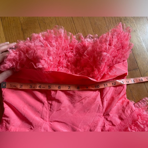 50s Vintage Hot Pink Tulle and Lace Cupcake Dress with Shelf Bust - Picture 7 of 16